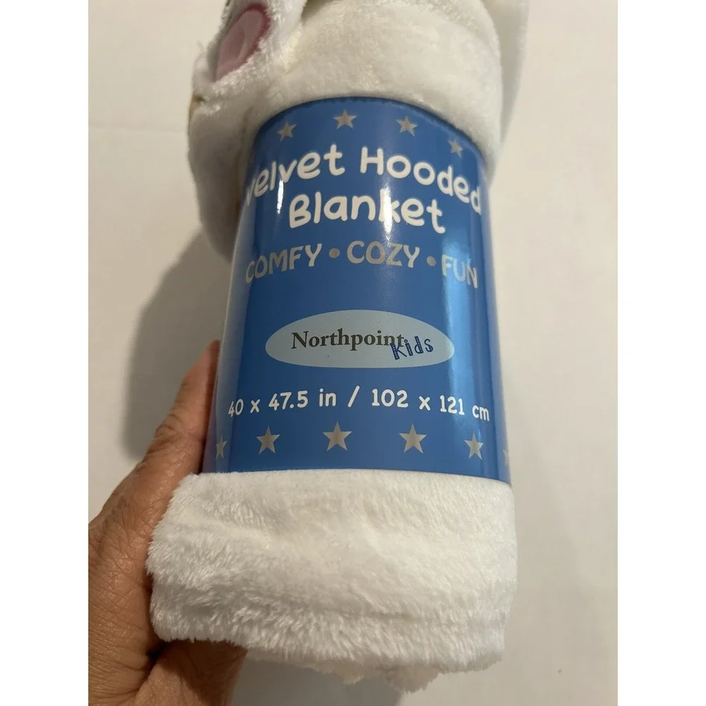 Unicorn Velvet Hooded‎ Blanket New Kids Plush Birthday Christmas 40 X 47.5 White